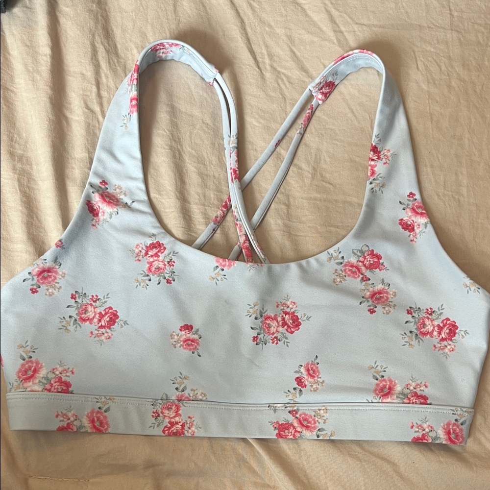 Spiritual Gangster Floral Cross-Back Sports Bra, size medium
